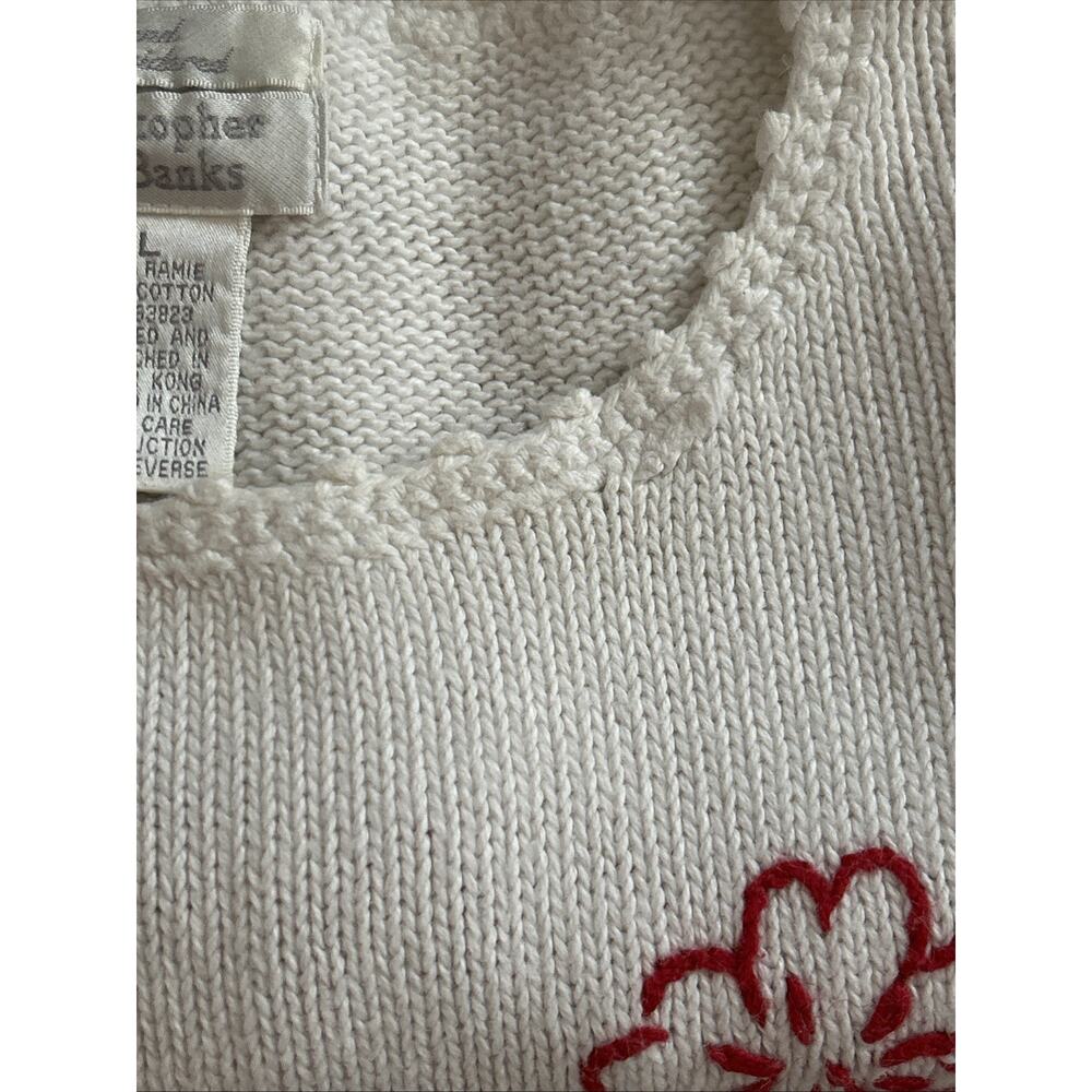 Christopher & Banks Women's L White Hand Embroidered Floral Tank Top - Picture 13 of 14